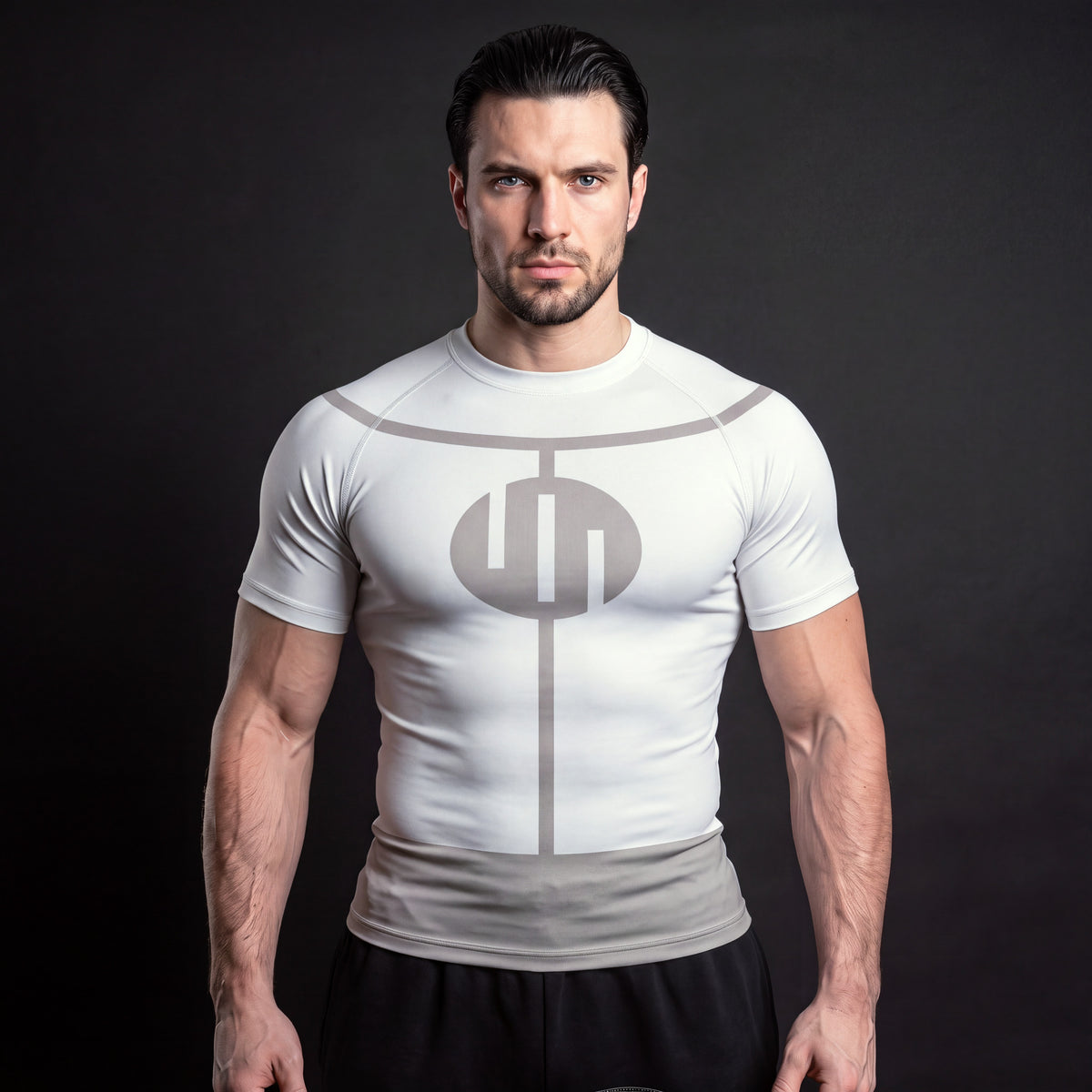 Conquest Compression Shirt White on model, front view