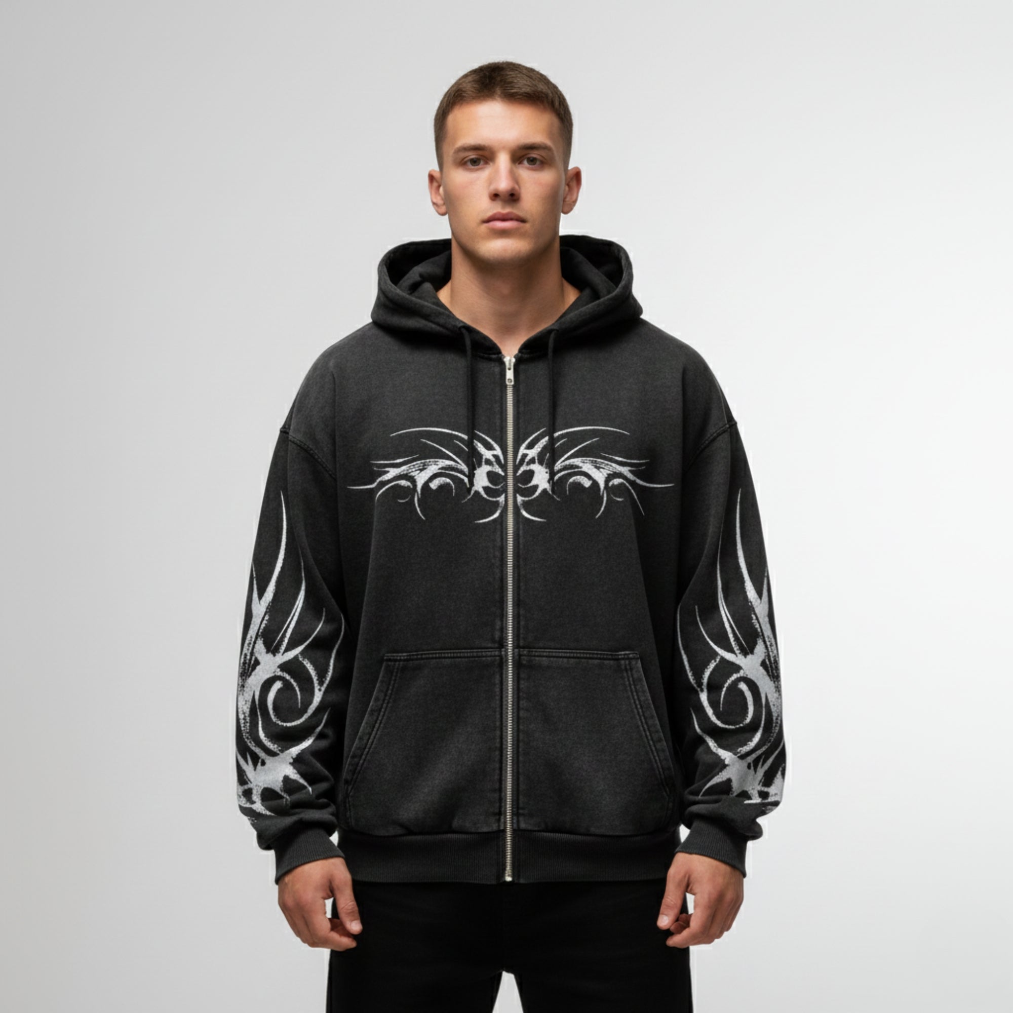 TRIBAL ZIP-UP ACID HOODIE