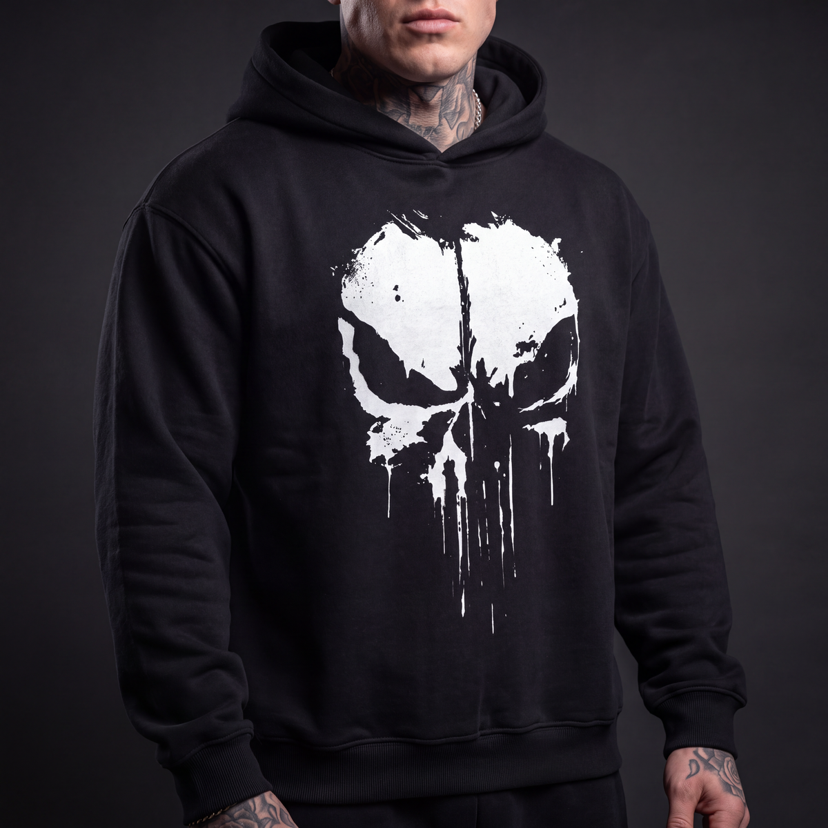 Skull Fleeced Boxy Hoodie