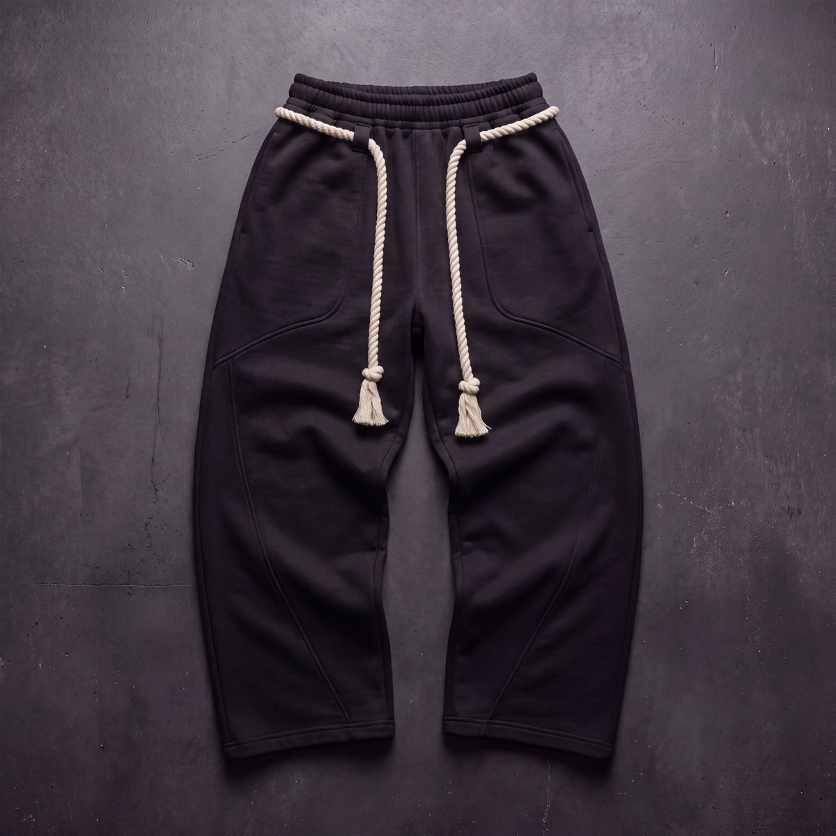 Rope Harem Sweatpants Black - flat lay