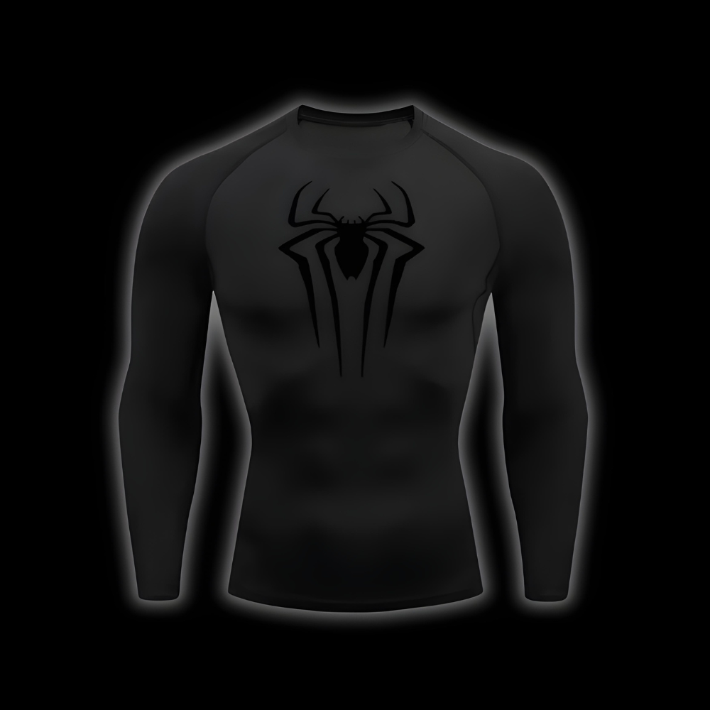 Spider Total Black Compression Shirt - SuperSuits