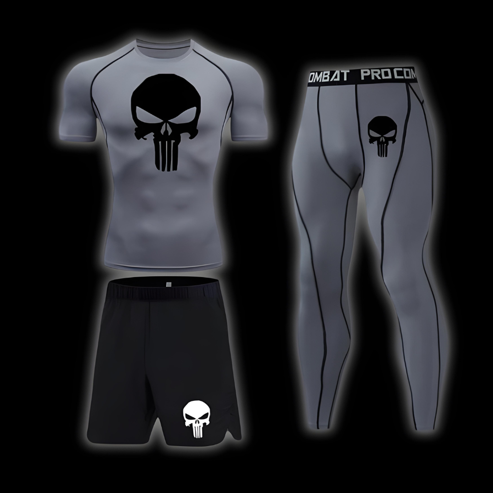 Skull Short Sleeve Compression Shirt | Set - SuperSuits