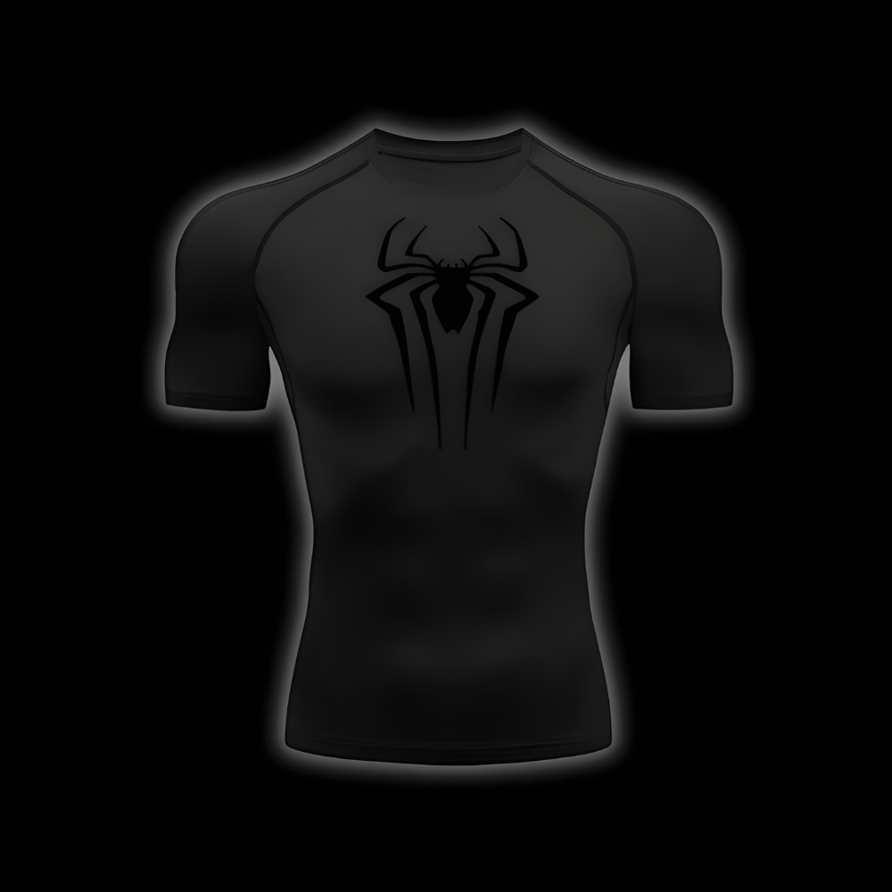 Spider Total Black Compression Shirt - SuperSuits