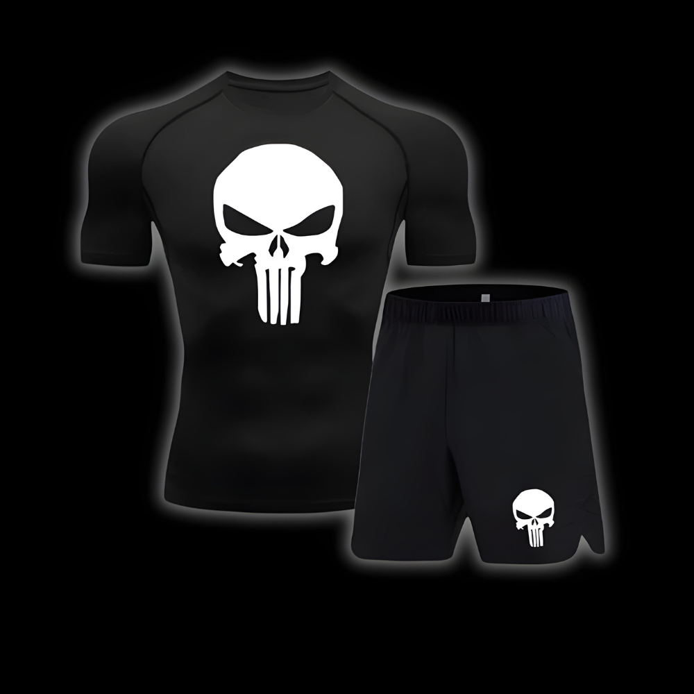 Skull Short Sleeve Compression Shirt | Set - SuperSuits