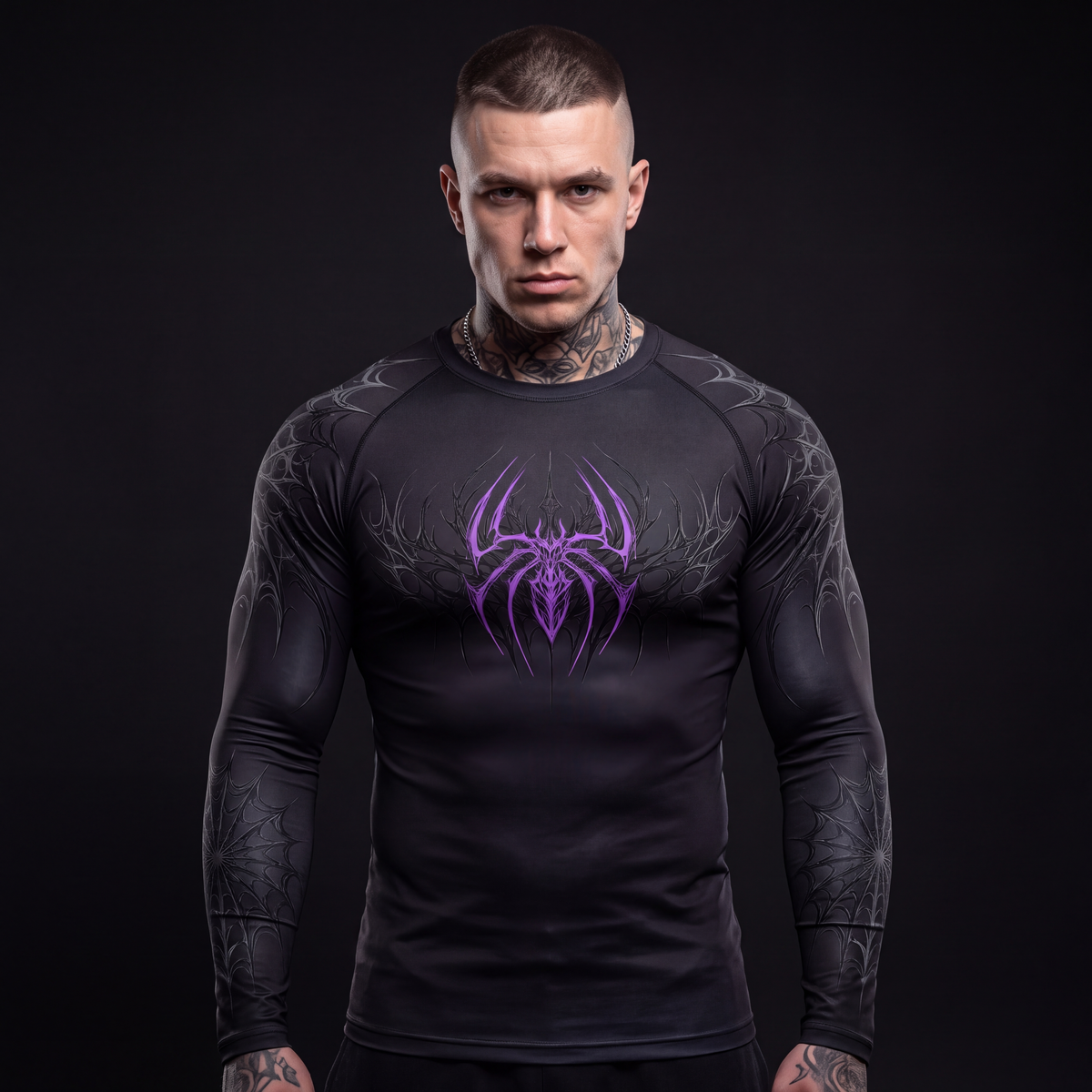 Symbiote Compression Shirt - Neon Purple - worn by model
