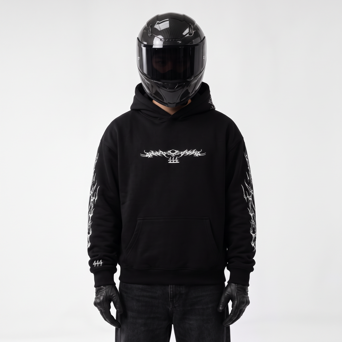 Thorn Reflective Hoodie, front view with chest graphic